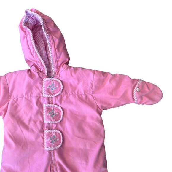 Vintage Carter's Pink Tulip Embroidered Bunting Snowsuit 24 Months - Picture 2 of 8